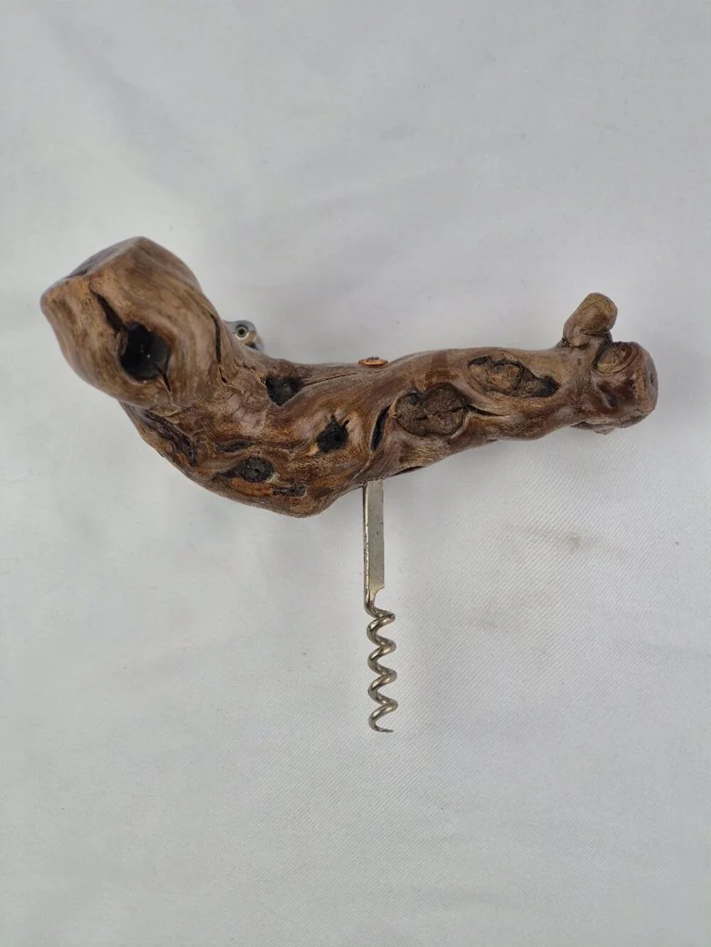 Vintage Grape Vine Burlwood Corkscrew Bottle Opener